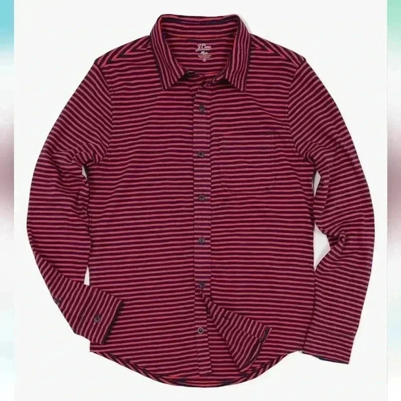 J.CREW Shirt Men's XXL Slub 100% Cotton Long Sleeve Button Up Knit Goods Comfort - Picture 1 of 5